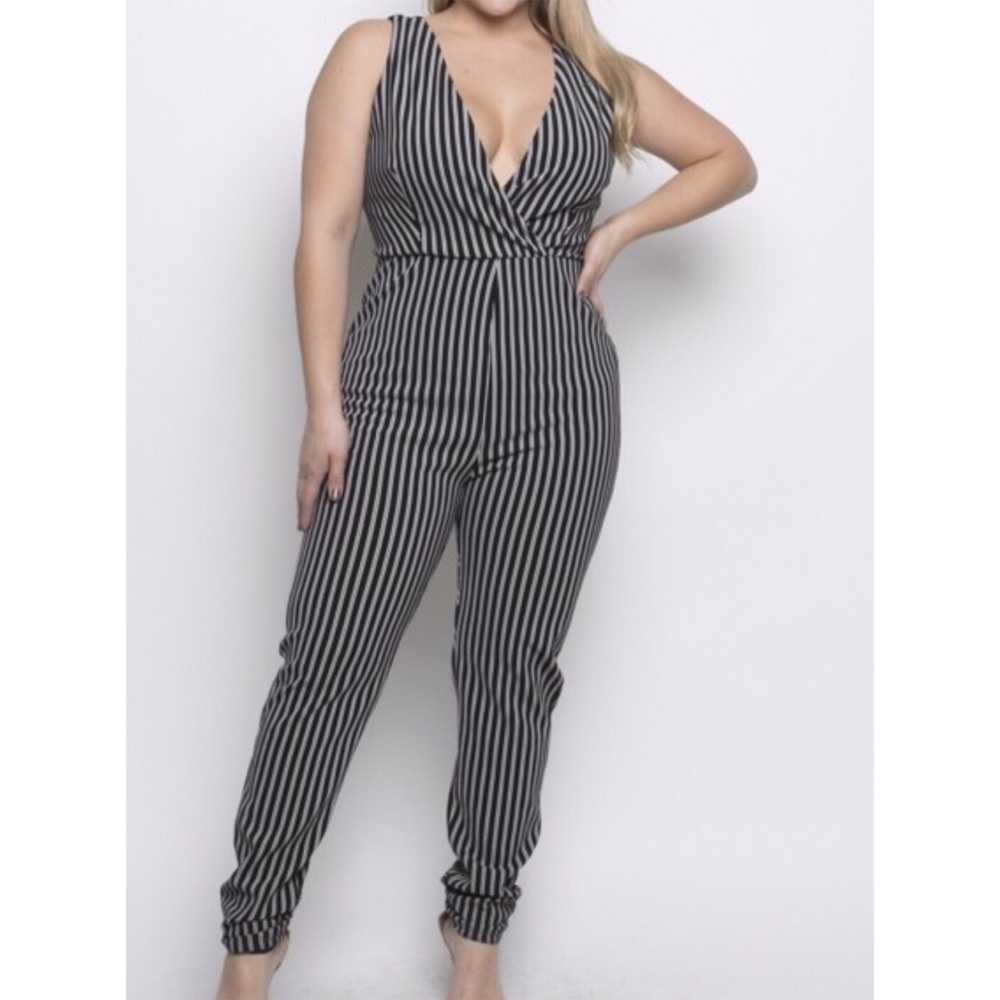 Brand new plus Stripe Jumpsuits